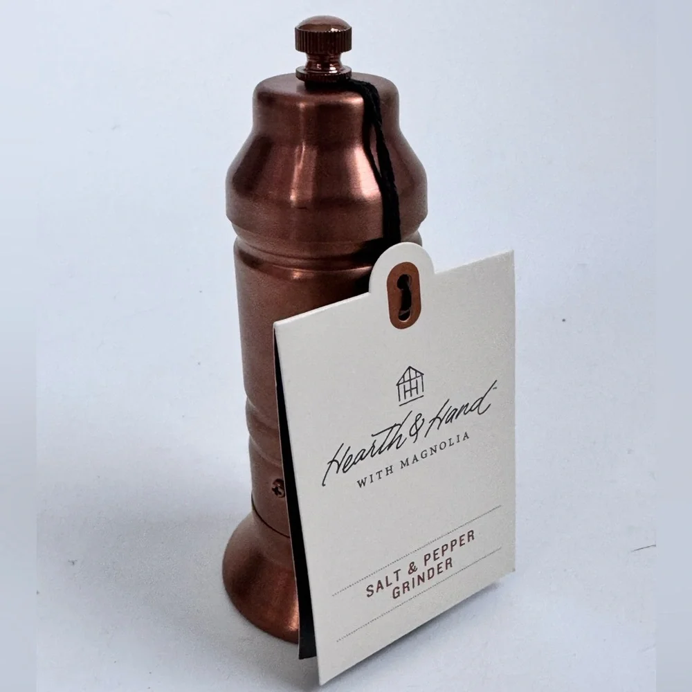 Hearth & Hand SHORT Salt / Pepper Crank Grinder Copper Finish Stainless Steel